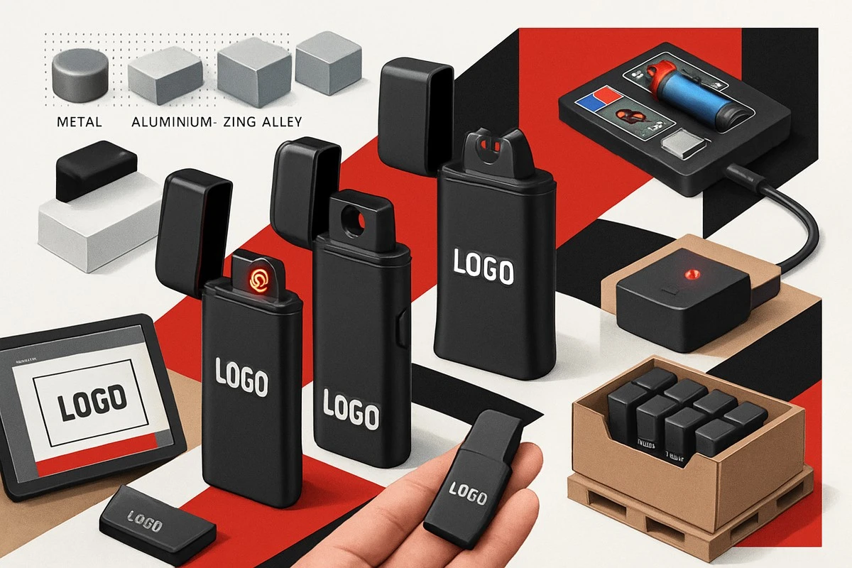 Брендированные USB-зажигалки разных форм и материалов, упаковка и контроль качества