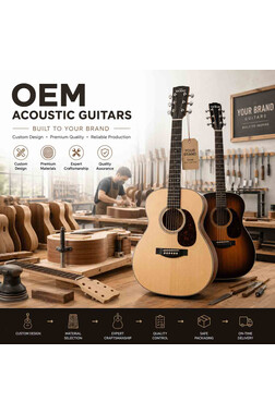 Производство классической акустической гитары с матовым покрытием под бренд клиента