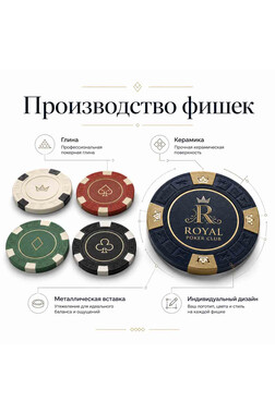 Производство фишек нестандартной квадратной формы под бренд клиента - Индивидуальная форма