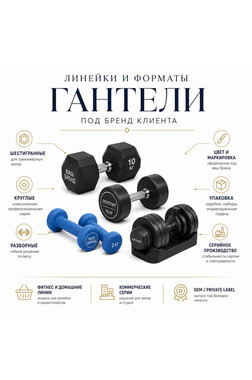 Производство цементных гантелей в пластиковой оболочке под бренд клиента - Бюджетные гантели