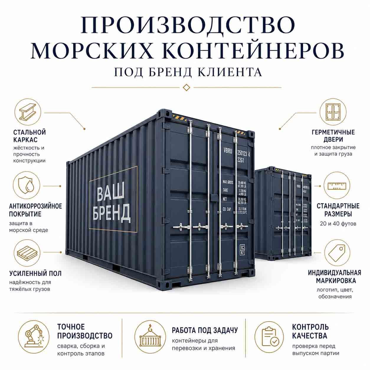Главное фото товара - Производство контейнера 40 футов Flat Rack под бренд клиента
