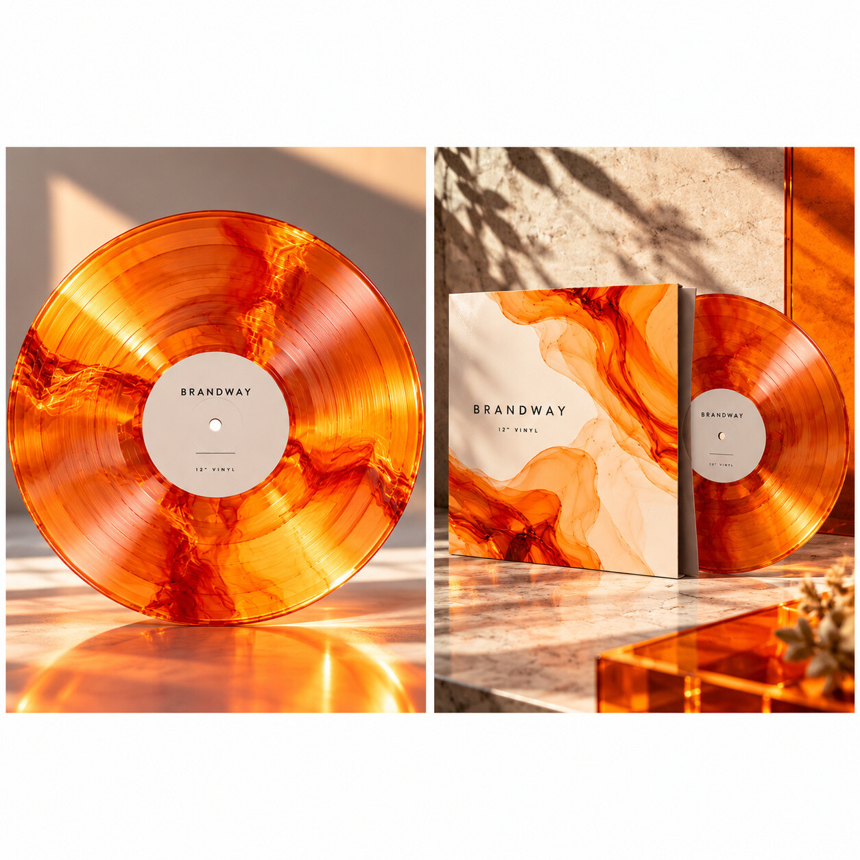Главное фото товара - Чистая виниловая пластинка 12″, прозрачная оранжевая, полупрозрачная цветная, для записи музыки