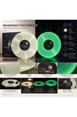 Чистая виниловая пластинка 12″, светящаяся в темноте, люминесцентная, для записи музыки