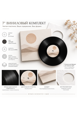 Подарочный комплект с чистой виниловой пластинкой 7″, чёрной