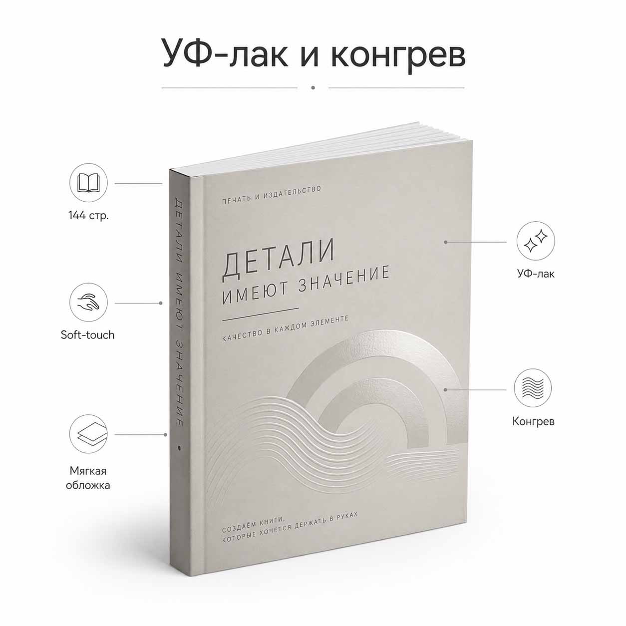 УФ-лак и конгрев на обложке книги